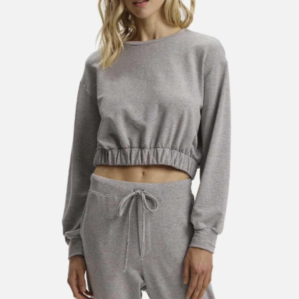 🖤 Commando Gray Modern Lounge Crop Sweatshirt | Womens Size XS